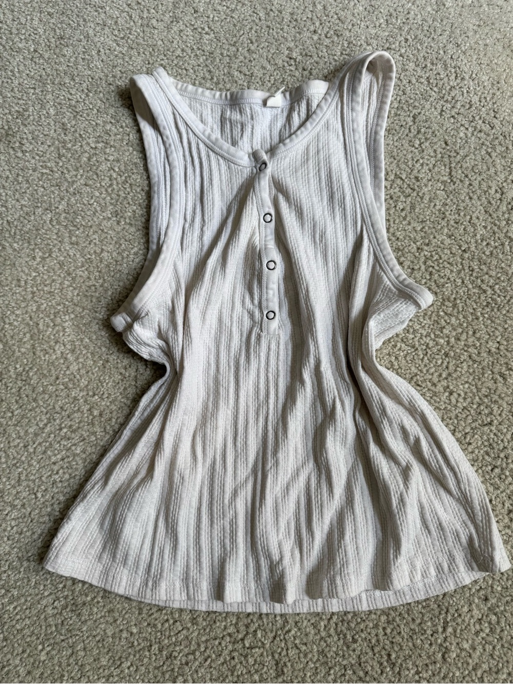 bp Ribbed Henley Crop Tank - Cream casual tee
